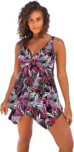 Swimsuits For All Swim 365 Women's Plus Size Handkerchief-Hem Two-Piece Swim Dress in Saudi Arabia