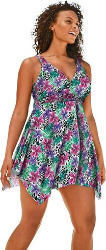 Swimsuits For All Swim 365 Women's Plus Size Handkerchief-Hem Two-Piece Swim Dress in Saudi Arabia