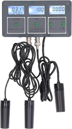 8 in 1 Water Quality Tester, S.G EC Salt ORP CF Temp, Online Monitor for Aquariums, Hydroponics, Labs (US Plug 110V) in Saudi Arabia
