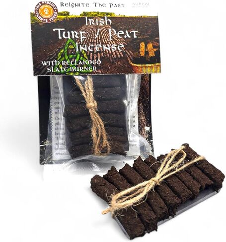 Irish Turf/Peat Incense Set with Burner - 8pcs - The Authentic Smell of Ancient Ireland - Irish Gift Idea in Saudi Arabia