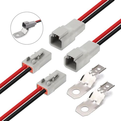 DTP 2Pin 12 AWG Cable Connector Automotive Waterproof Electrical Wire Male Female Plug Wiring Harness, for Car, Truck, Boats, LED Work Light（4 Pairs） in Kuwait
