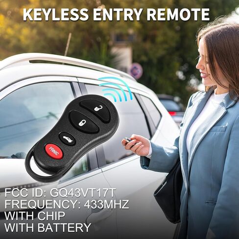 Keyless Entry Remote for Jeep Liberty 02-04 315Mhz GQ43VT17T 4 Button Reusable | Control Replacement Car Key Fob 1 Pcs for Dodge Stratus 01-06 for Chrysler Concorde 2001-2004 in Saudi Arabia