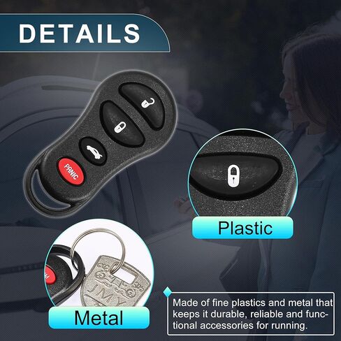 Keyless Entry Remote for Jeep Liberty 02-04 315Mhz GQ43VT17T 4 Button Reusable | Control Replacement Car Key Fob 1 Pcs for Dodge Stratus 01-06 for Chrysler Concorde 2001-2004 in Saudi Arabia