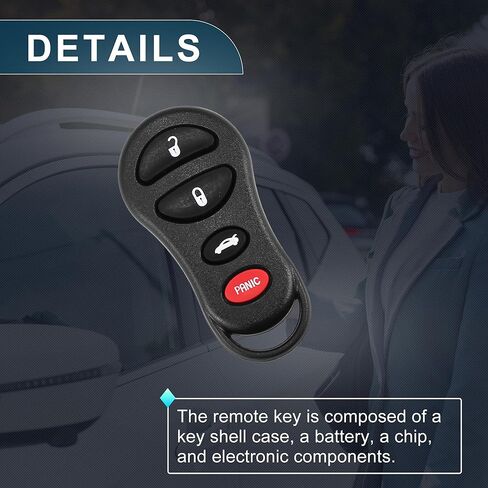 Keyless Entry Remote for Jeep Liberty 02-04 315Mhz GQ43VT17T 4 Button Reusable | Control Replacement Car Key Fob 1 Pcs for Dodge Stratus 01-06 for Chrysler Concorde 2001-2004 in Saudi Arabia