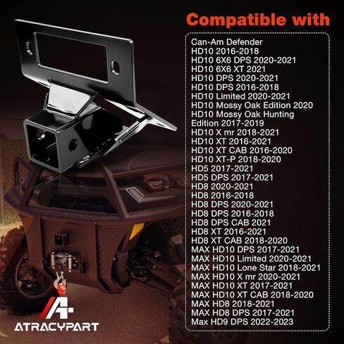 Front Lower 2" Receiver Hitch Compatible with Can-Am Defender HD10 HD8 HD5, Heavy Duty Steel Tow Hitch,Black Powder-Coated, Replace 101720 in Saudi Arabia