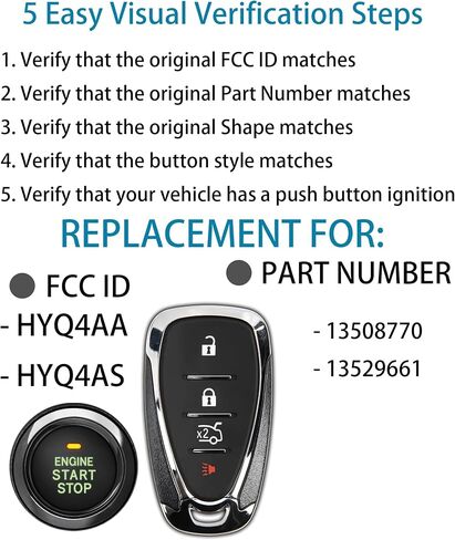 المفتاح الذكي لشيفروليه ، استبدال مفتاح القرب من alliskeys ل Chevy Expenox Trax Sonic Bolt 2016-2021 Hyq4aa/Hyq4as in Kuwait