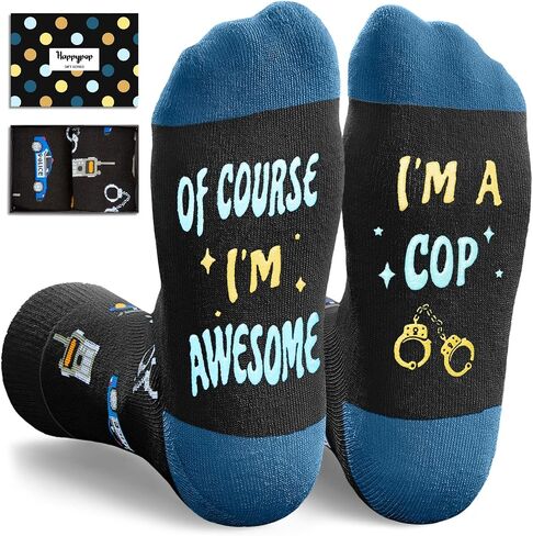 HAPPYPOP Gifts for Police Officer Coder Bus Driver - Cop Geek Bus Driver Appreciation Socks in Saudi Arabia