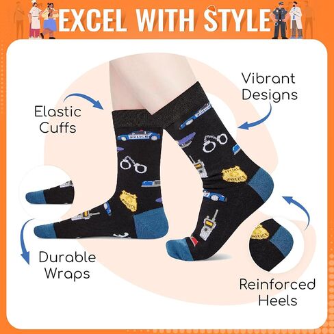 HAPPYPOP Gifts for Police Officer Coder Bus Driver - Cop Geek Bus Driver Appreciation Socks in Saudi Arabia