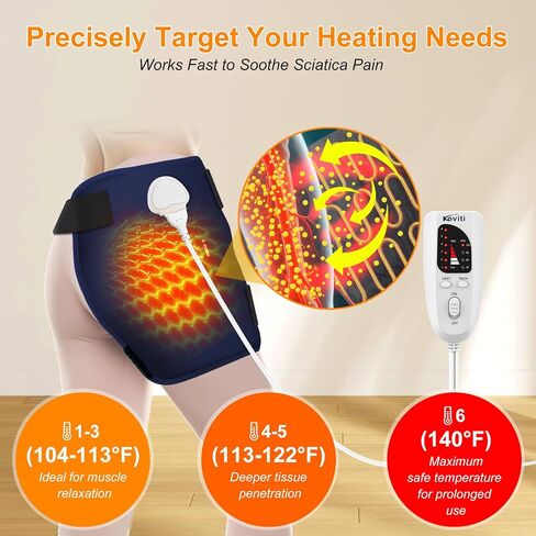 Koviti Hip Heating Pad for Sciatica Pain Relief - Heated Hip Support Brace Electric Heat Pad for Lower Back Thigh Buttock Birthday Gifts for Women Men Mom in Saudi Arabia
