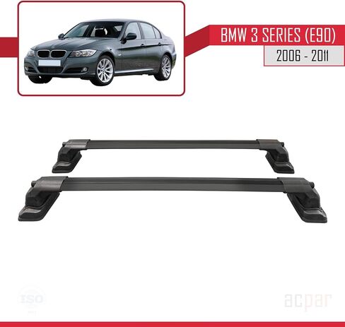 متوافق مع BMW 3 Series (E90) 2006-2011 ACE-3 Car Rack Rack Cross Bar Black Aluminium 2 Bars in Kuwait