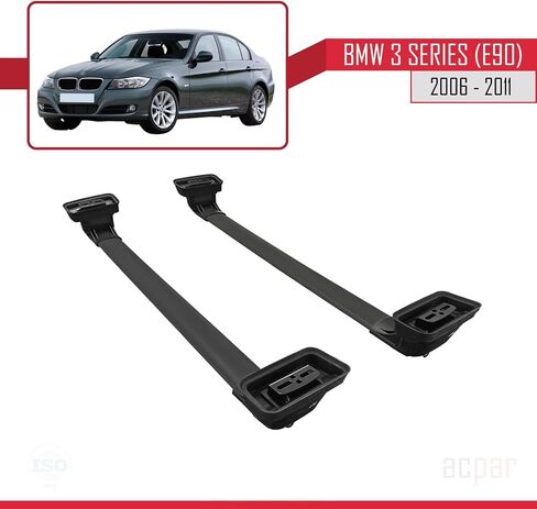 متوافق مع BMW 3 Series (E90) 2006-2011 ACE-3 Car Rack Rack Cross Bar Black Aluminium 2 Bars in Kuwait