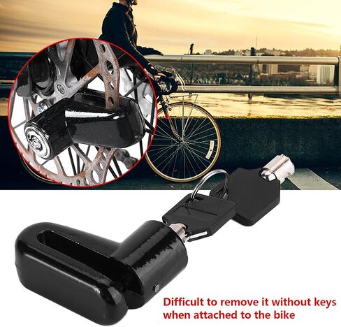 Bike Disc Brake Lock, Motorcycle Anti Theft Wheel Padlock Electric Scooter Security Lock Accessory Heavy Duty Waterproof for Mountain Road Motorbike Cycling Rotor with Plastic Frame 2 Keys(Black) in Saudi Arabia