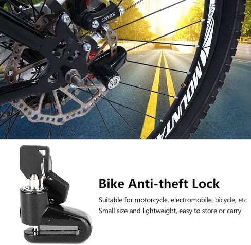 Bike Disc Brake Lock, Motorcycle Anti Theft Wheel Padlock Electric Scooter Security Lock Accessory Heavy Duty Waterproof for Mountain Road Motorbike Cycling Rotor with Plastic Frame 2 Keys(Black) in Saudi Arabia