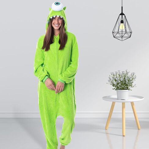 Disney Monsters Inc البالغين Mike Wazowski Kigurumi Costume Union Suit Pajama (L/XL) Green in Saudi Arabia