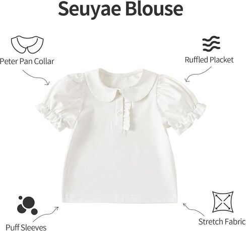 Toddler Baby Girl Polo Shirt Puff Sleeve Button Front Blouse in Kuwait