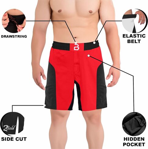 2BOLD MMA Shorts Men’s BJJ, Grappling, JIU-Jitsu, NO-GI Cross Training Muay Thai, Boxing, Gym Trunks in Saudi Arabia