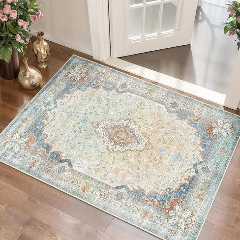 Pink Prug 3x5 لغرفة النوم ، سجادة منطقة قابلة للغسل لغرفة المعيشة غرفة الطعام مدخل ، سجادة بوهو غير قديمة للمطبخ ، ناعم منخفض كومة السجاد الأرضية الداخلية in Kuwait