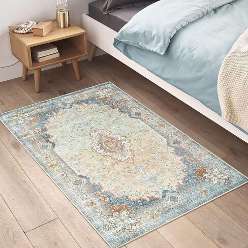 Pink Prug 3x5 لغرفة النوم ، سجادة منطقة قابلة للغسل لغرفة المعيشة غرفة الطعام مدخل ، سجادة بوهو غير قديمة للمطبخ ، ناعم منخفض كومة السجاد الأرضية الداخلية in Kuwait