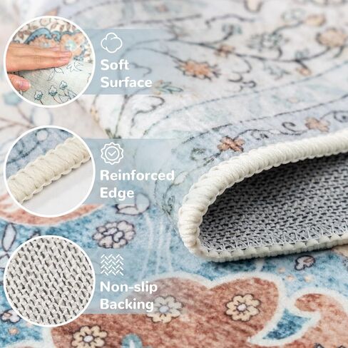 Pink Prug 3x5 لغرفة النوم ، سجادة منطقة قابلة للغسل لغرفة المعيشة غرفة الطعام مدخل ، سجادة بوهو غير قديمة للمطبخ ، ناعم منخفض كومة السجاد الأرضية الداخلية in Kuwait