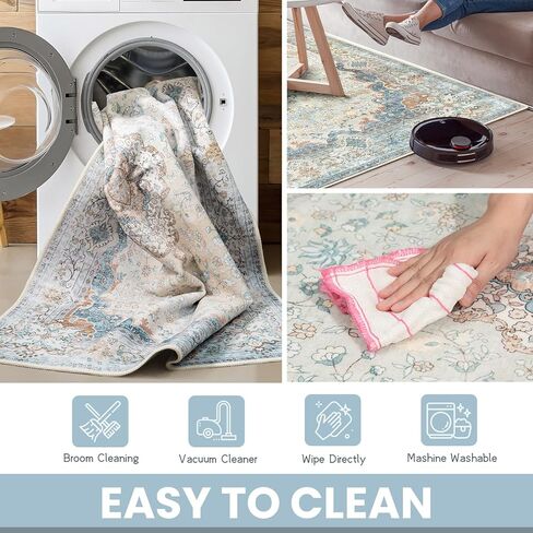 Pink Prug 3x5 لغرفة النوم ، سجادة منطقة قابلة للغسل لغرفة المعيشة غرفة الطعام مدخل ، سجادة بوهو غير قديمة للمطبخ ، ناعم منخفض كومة السجاد الأرضية الداخلية in Kuwait