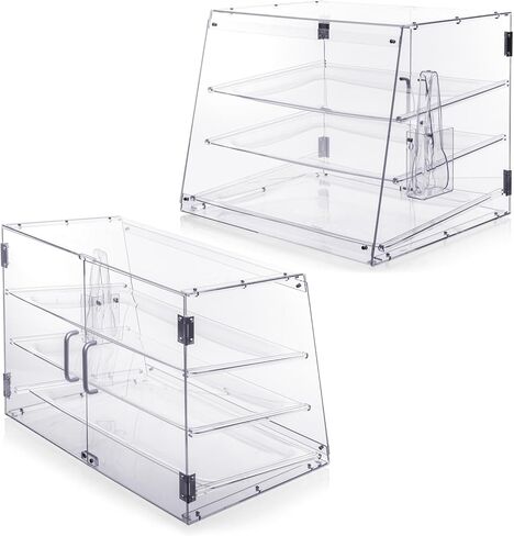 علبة عرض مخبز 2-TRAY ، مربع خزانة عرض لعشاق الخبز ، واضحة للعلاج أكريليك كونترتوب لخبز معجنات معجنات حلوى الغذاء in Kuwait