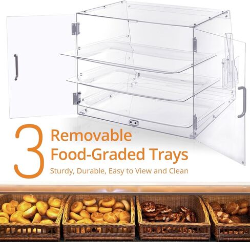 علبة عرض مخبز 2-TRAY ، مربع خزانة عرض لعشاق الخبز ، واضحة للعلاج أكريليك كونترتوب لخبز معجنات معجنات حلوى الغذاء in Kuwait