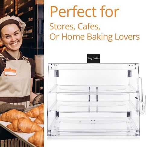 علبة عرض مخبز 2-TRAY ، مربع خزانة عرض لعشاق الخبز ، واضحة للعلاج أكريليك كونترتوب لخبز معجنات معجنات حلوى الغذاء in Kuwait