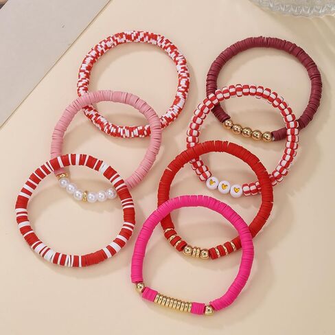 Boho Heishi Clay Bead Bracelets Colorful Friendship Bracelet Stackable Bracelets Bulk Cute Preppy Jewelry in Saudi Arabia