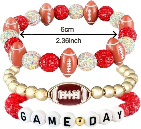 ‌Game Day Football Beaded Stretch Bracelets for Women 3-Pack, Stackable Sports Jewelry Gifts for Football Mom, Team Spirit Accessories in Saudi Arabia