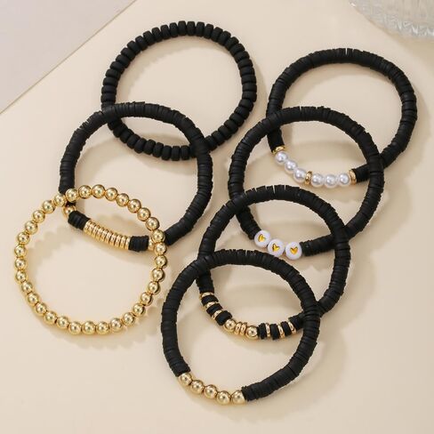Boho Heishi Clay Bead Bracelets Colorful Friendship Bracelet Stackable Bracelets Bulk Cute Preppy Jewelry in Saudi Arabia
