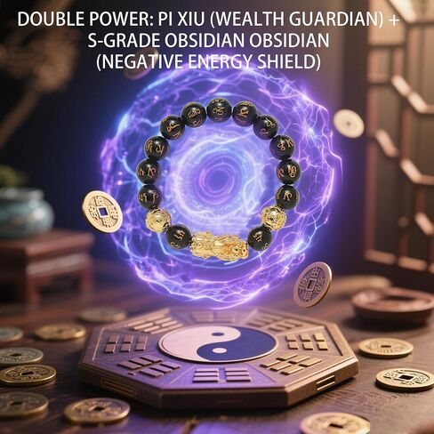 KINLNGEE Feng Shui Obsidian Bracelet, Feng Shui Wealth obsidian Bracelets with 24K Gold Plated Pixiu & Gold Plated Beads for Protection Can Bring Luck and Prosperity for Men/Women, Mantra Prayer Beads BraceletsJewelry Gifts(12mm) in Saudi Arabia