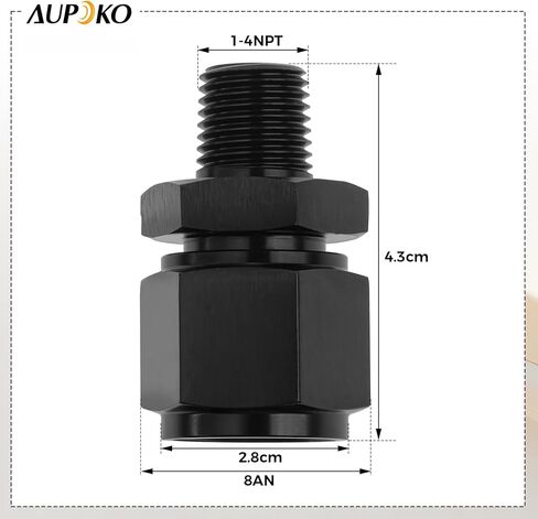 Aupoko 8AN Female to 1/2 NPT Male Swivel Fitting Aluminum, Automotive modification accessories in Kuwait