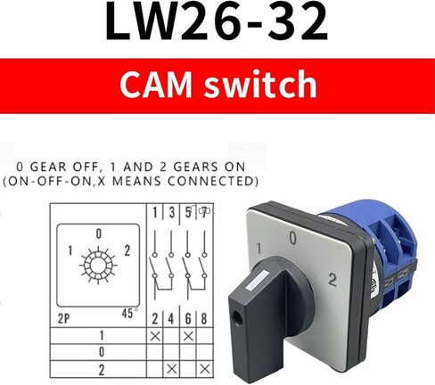 1PC LW26-32/2 3POISION ROTARY SWITCH 32A 2 POLES DELLEOVER CAM Universal Switch 1-0-2 Contact Silver in Saudi Arabia