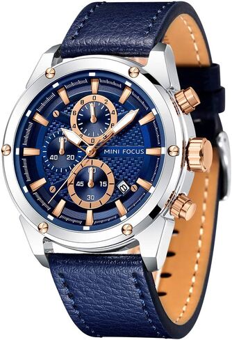 MINI Focus Men Watches Business Casual Wrist Watches (Multifunction/Waterproof/Luminous/Calendar) Genuine Leather Band Fashion Watch for Men in Saudi Arabia