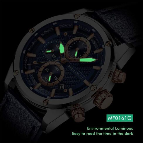 MINI Focus Men Watches Business Casual Wrist Watches (Multifunction/Waterproof/Luminous/Calendar) Genuine Leather Band Fashion Watch for Men in Saudi Arabia
