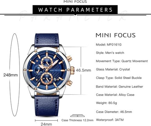 MINI Focus Men Watches Business Casual Wrist Watches (Multifunction/Waterproof/Luminous/Calendar) Genuine Leather Band Fashion Watch for Men in Saudi Arabia