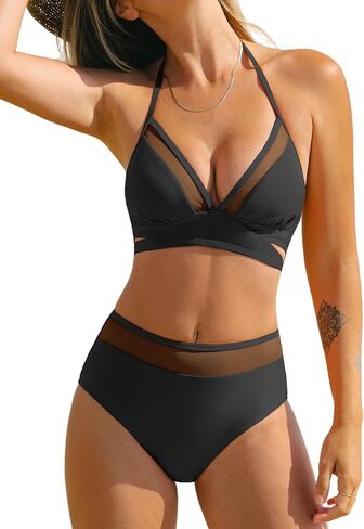 بيكيني كوبشي النسائي يضع Halter v الرقبة الأشرطة المرتبطة ذاتيا بدلة الاستحمام in Kuwait