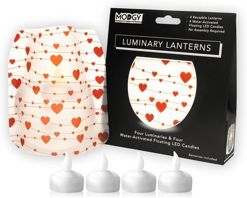 MODGY Luminary Lanterns 4-Pack - Floating LED Candles with Batteries Included - Luminaries are Great for Weddings, Parties, Patios & Celebrations of All Kinds (Frosty) in Kuwait