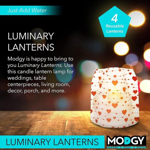MODGY Luminary Lanterns 4-Pack - Floating LED Candles with Batteries Included - Luminaries are Great for Weddings, Parties, Patios & Celebrations of All Kinds (Frosty) in Kuwait
