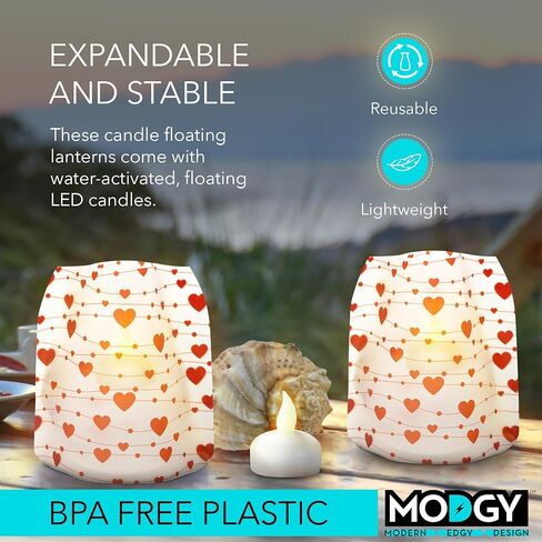 MODGY Luminary Lanterns 4-Pack - Floating LED Candles with Batteries Included - Luminaries are Great for Weddings, Parties, Patios & Celebrations of All Kinds (Frosty) in Kuwait