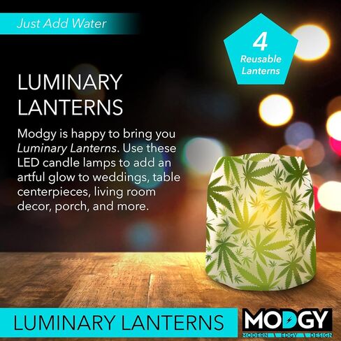 MODGY Luminary Lanterns 4-Pack - Floating LED Candles with Batteries Included - Luminaries are Great for Weddings, Parties, Patios & Celebrations of All Kinds (Frosty) in Kuwait