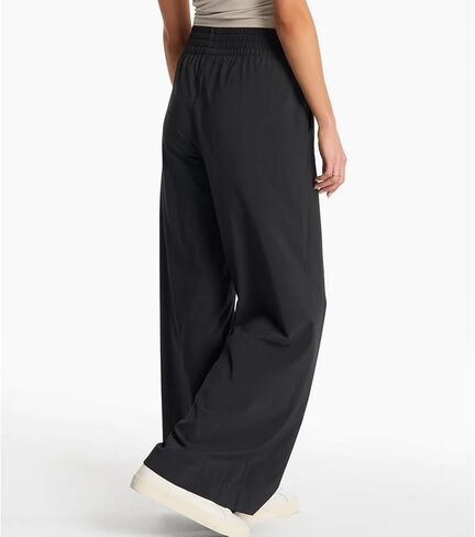 Womens Wide Leg Pants Summer Flowy Palazzo Casual High Waist Elastic Pants Beach Vacation Trousers with Pockets in Kuwait