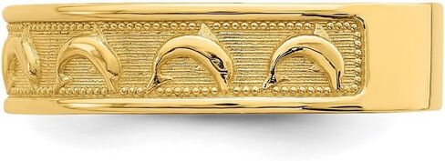 JewelryWeb 14k Yellow Gold Polished and Textured Dolphin Engraved Thumb Ring Size 8.00 Band Style-Ring for Women in Saudi Arabia