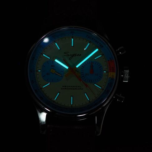 Sugess S387.01.Z Teal Blue Eyes Swan Neck X Case Back Chrono Mens Watch Seagull 1963 in Saudi Arabia