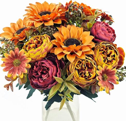 3 Pcs Fall Flowers Artificial Mums Silk Chrysanthemum Rose Daisy Bouquet Fake Mum Faux Floral Arrangements Home Indoor Outdoor Planter Decor Party Wedding Table Autumn Decoration in Kuwait