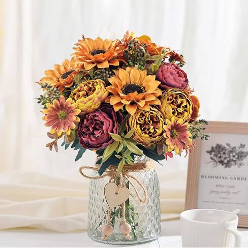 3 Pcs Fall Flowers Artificial Mums Silk Chrysanthemum Rose Daisy Bouquet Fake Mum Faux Floral Arrangements Home Indoor Outdoor Planter Decor Party Wedding Table Autumn Decoration in Kuwait