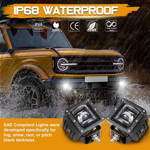LED Pods, Niking Auto 2Pcs 5'' 168W Quad Row LED Light Bar Spot Flood Combo Beam Off Road Cubes Driving Fog Lamps for Trucks ATV UTV SUV Boat Marine in Kuwait