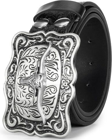 Men Women Vintage Cow-Head-Buckle Western-Cowboy-Belt for Jeans Pants in Saudi Arabia