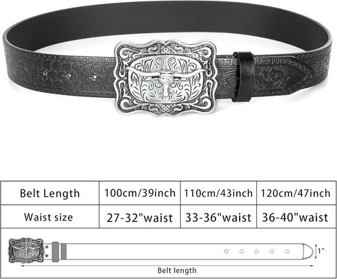 Men Women Vintage Cow-Head-Buckle Western-Cowboy-Belt for Jeans Pants in Saudi Arabia
