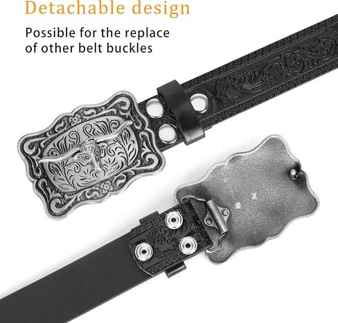 Men Women Vintage Cow-Head-Buckle Western-Cowboy-Belt for Jeans Pants in Saudi Arabia